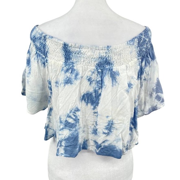 NEW - KIWI + PUNCH Off the Shoulder Tie Dye Short Sleeve Crop Top - Size Small - Picture 7 of 9